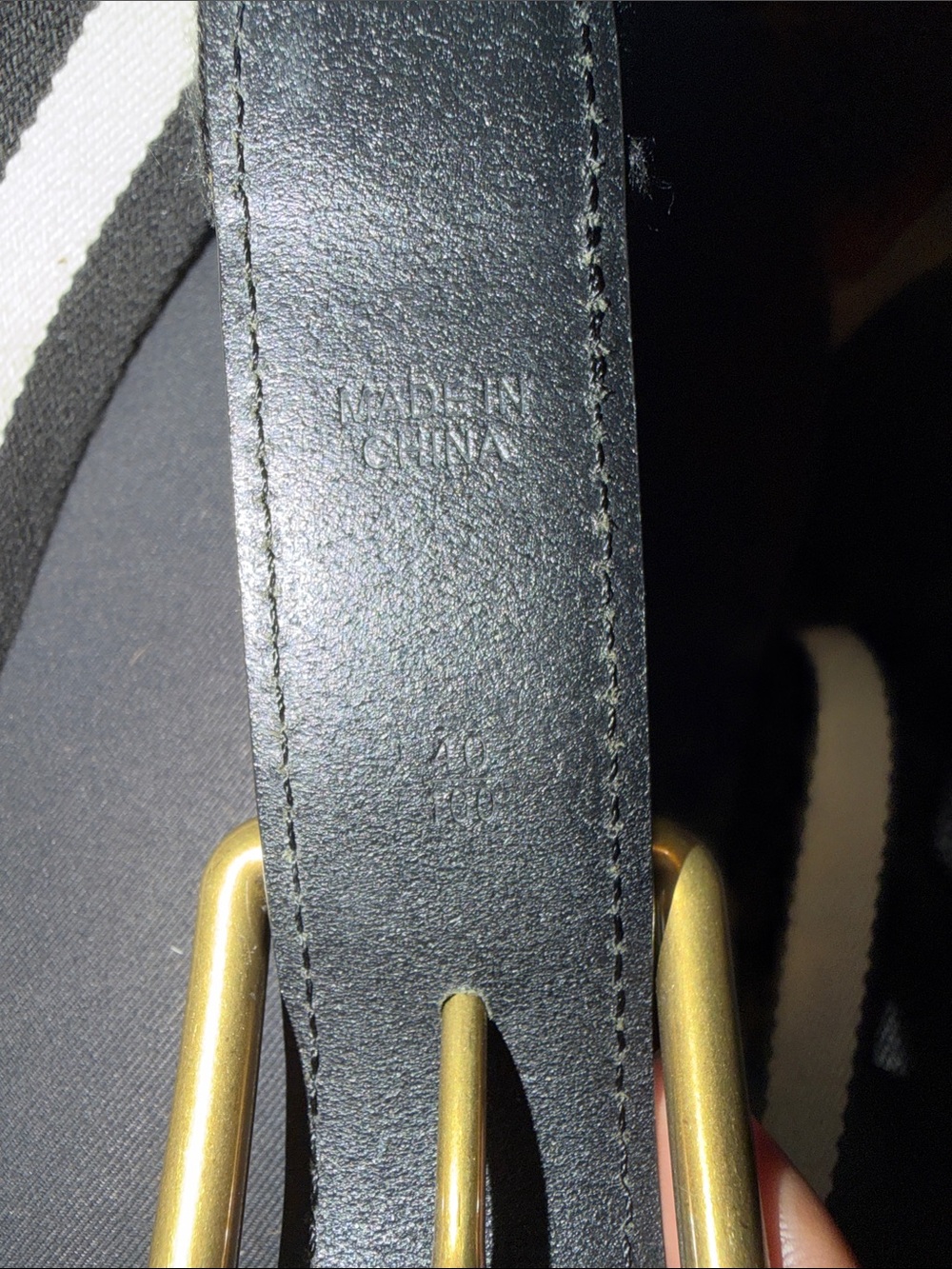 Polo by Ralph Lauren Black and White‎ Belt with Brass Buckle Leather classic - Picture 7 of 8